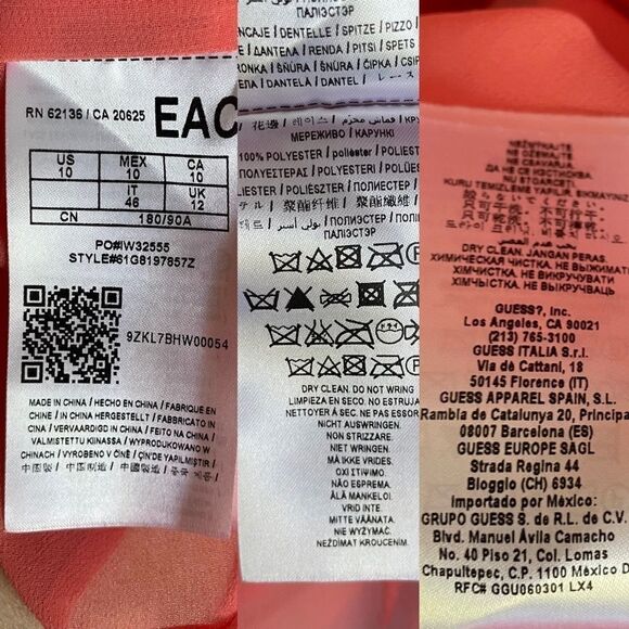 MARCIANO Long Sleeve V-Neck Shorts Romper Lace Detail Coral / Melon 10 - Picture 5 of 6